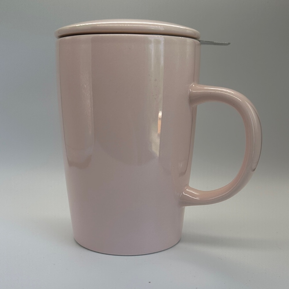 🩷 Pink Ceramic Mug Set with Stainless Steel Tea Infuser and Matching Lid (S) - Picture 13 of 15